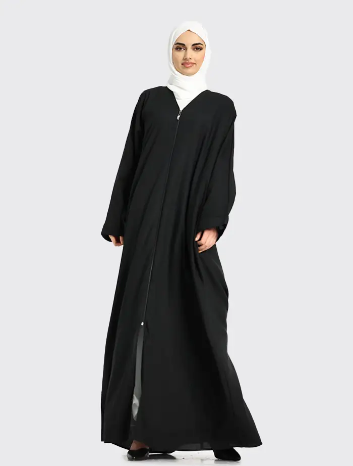 Black Linen Zip Open 