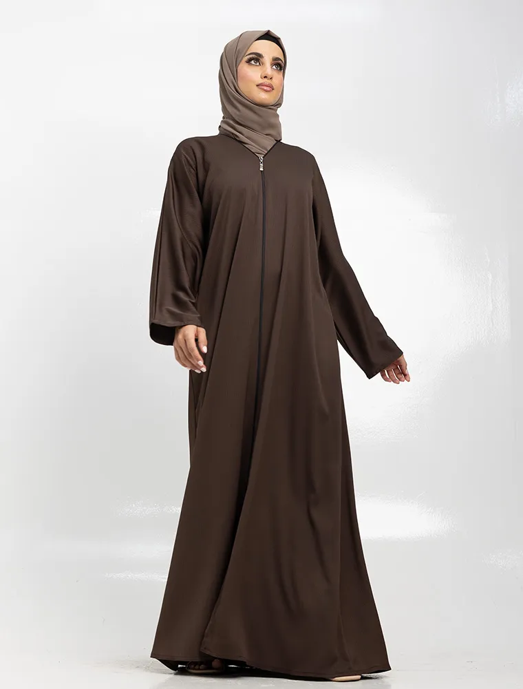 Mauve Zip Open Abaya