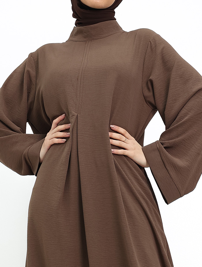 Mocha Pleat Plain Abaya
