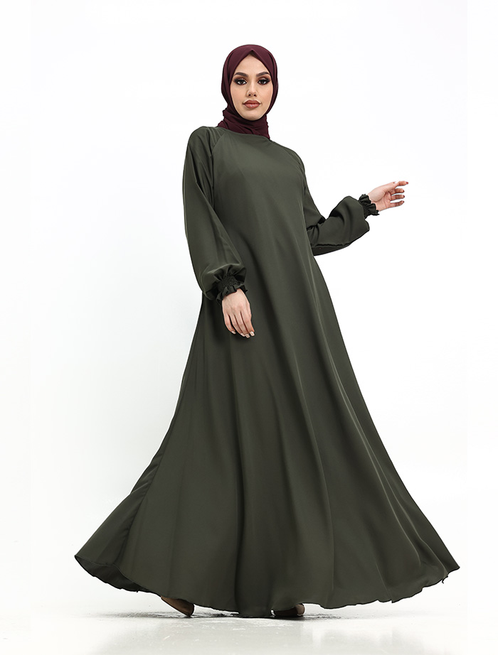 Khaki Zip Umbrella Abaya