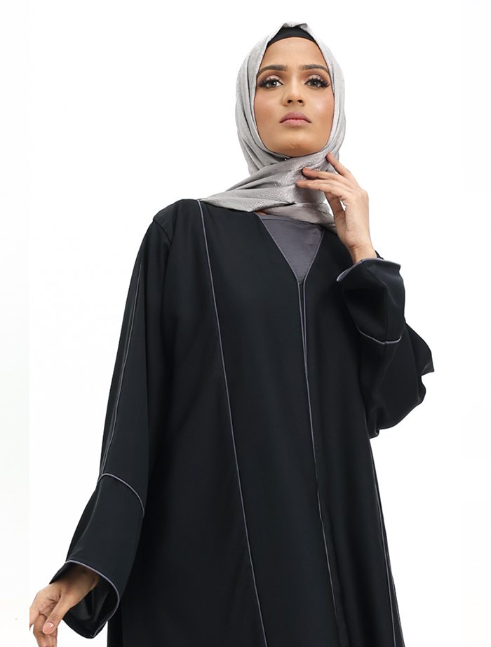 Black Grey Elegant Abaya