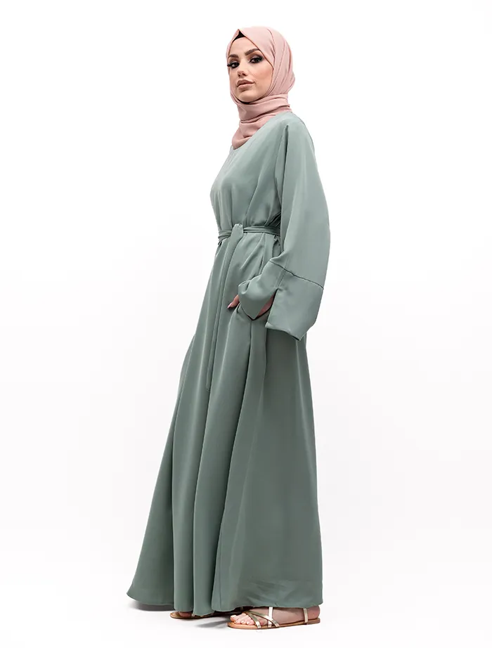 Mint Split Cuff Plain Abaya