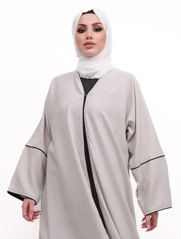 Stone Linen Elegant Abaya