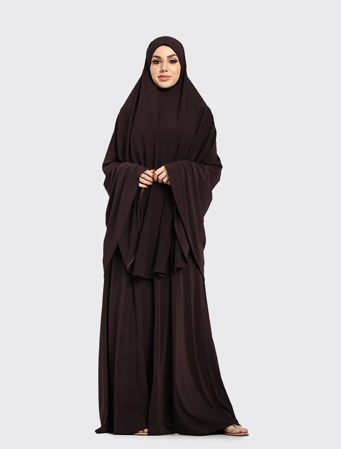 Chocolate Plain Jersey Burkah and Skirt