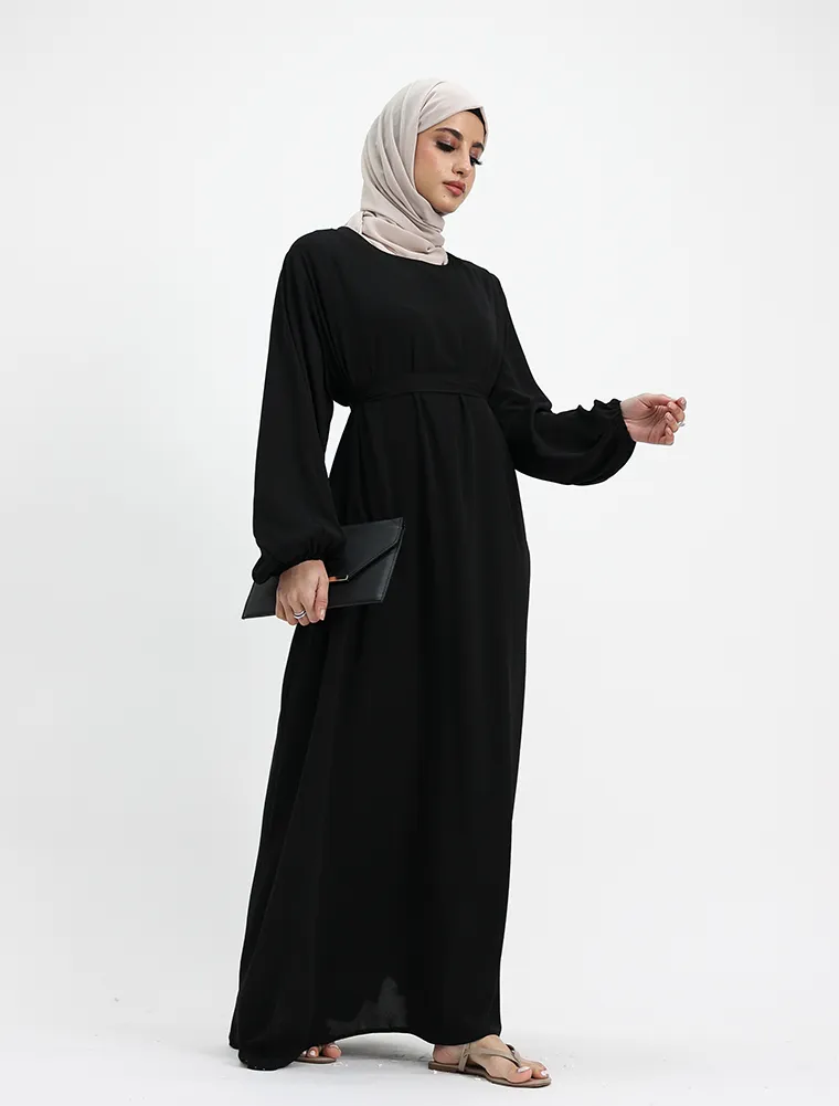 Black Winter Crepe Essential Abaya